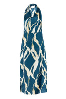 Selene Abstract Satin Halter Midi Dress