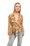 Elara Abstract Tie Front Blouse