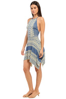 Nerina Geometric Halter Knit Mini Dress