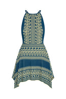 Nerina Geometric Halter Knit Mini Dress