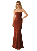 Natasha Truffle Jacquard Lace-Up Mermaid Gown