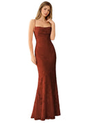 Natasha Truffle Jacquard Lace-Up Mermaid Gown