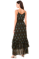 Elowyn Floral Lattice Chiffon Maxi Dress