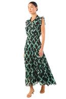 Celeste Lattice Print Chiffon Maxi Dress