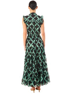 Celeste Lattice Print Chiffon Maxi Dress