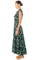 Celeste Lattice Print Chiffon Maxi Dress