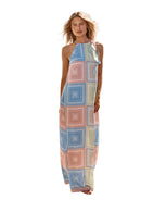 Sorella Pastel Mosaic Satin Maxi Dress