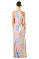 Sorella Pastel Mosaic Satin Maxi Dress