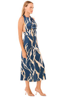 VertiSatin Abstract Cowl Midi Dress