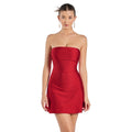 Women's Ruby Red Strapless Fit & Flare Mini Dress for Party & Cocktail