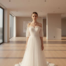 Women's Elegant Off Shoulder Mesh Wedding Gown – Romantic Formal Prom Maxi Dress