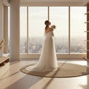 Women's Elegant Off Shoulder Mesh Wedding Gown – Romantic Formal Prom Maxi Dress