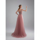 Elegant V-Neck Floor Length Prom Dress for Women – Sleeveless Empire Waist Evening Gown