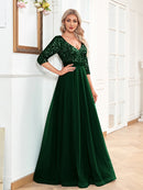 Fashion Elegant V-Neck Prom Evening Dress for Women – Formal Party Gown