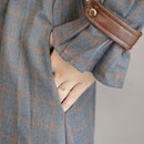 Korean Plaid Long Sleeve Maxi Dress for Women – Elegant Temperament Style