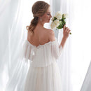White Off Shoulder Elegant Prom Dress for Women – Mesh Formal Evening Party Gown