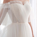 White Off Shoulder Elegant Prom Dress for Women – Mesh Formal Evening Party Gown