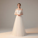 White Off Shoulder Elegant Prom Dress for Women – Mesh Formal Evening Party Gown