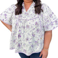 Women’s floral printed chiffon blouse front view
