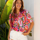 Women's Floral Printed Chiffon Blouse – Casual Korean Style Fashion Top