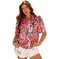 Women's floral printed chiffon blouse front view
