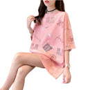 Women’s Letter Print Cotton T-Shirt – Loose Fit Short Sleeve Casual Summer Top