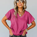 Women’s loose fit solid t-shirt front view casual style