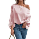 Women's off-shoulder satin blouse with elegant design