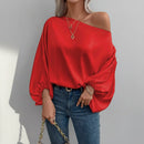 Women's off-shoulder satin blouse with elegant design
