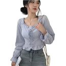 Women’s Retro Slim Fit Blouse – Long Sleeve Urban Style Casual Top