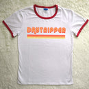 Women’s Ringer Graphic T-Shirt – Casual Daytripper Style Short Sleeve Cotton Tee