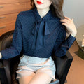 Women's spring summer bow-tie blouse front view